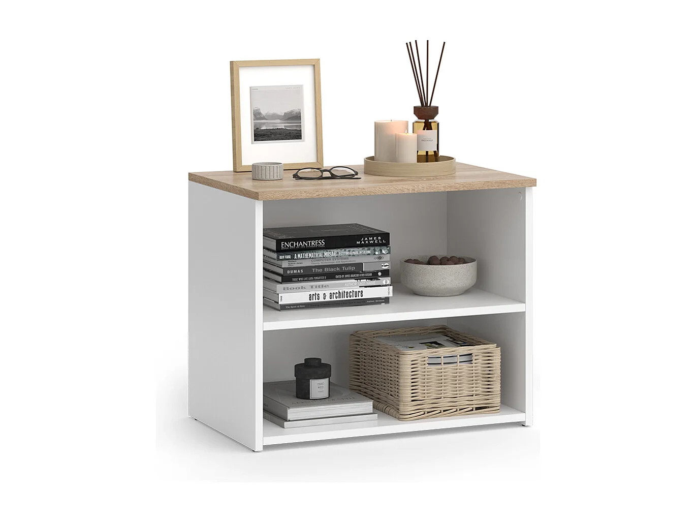 Meuble TV blanc/sonoma 60x40x50 wido