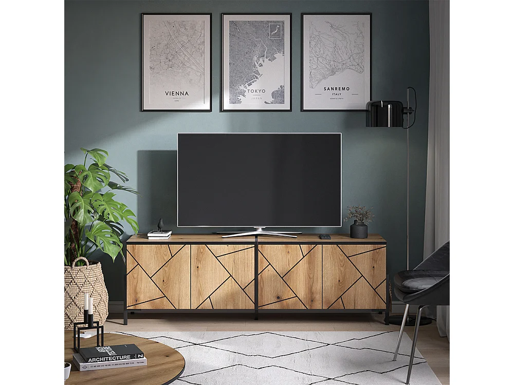 Meuble tv chêne 156.8x39.7x50 hatto