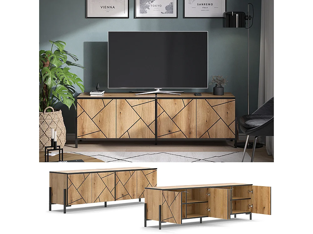 Meuble tv chêne 156.8x39.7x50 hatto