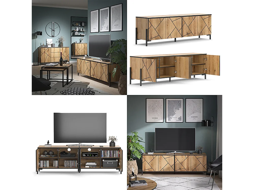 Meuble tv chêne 156.8x39.7x50 hatto