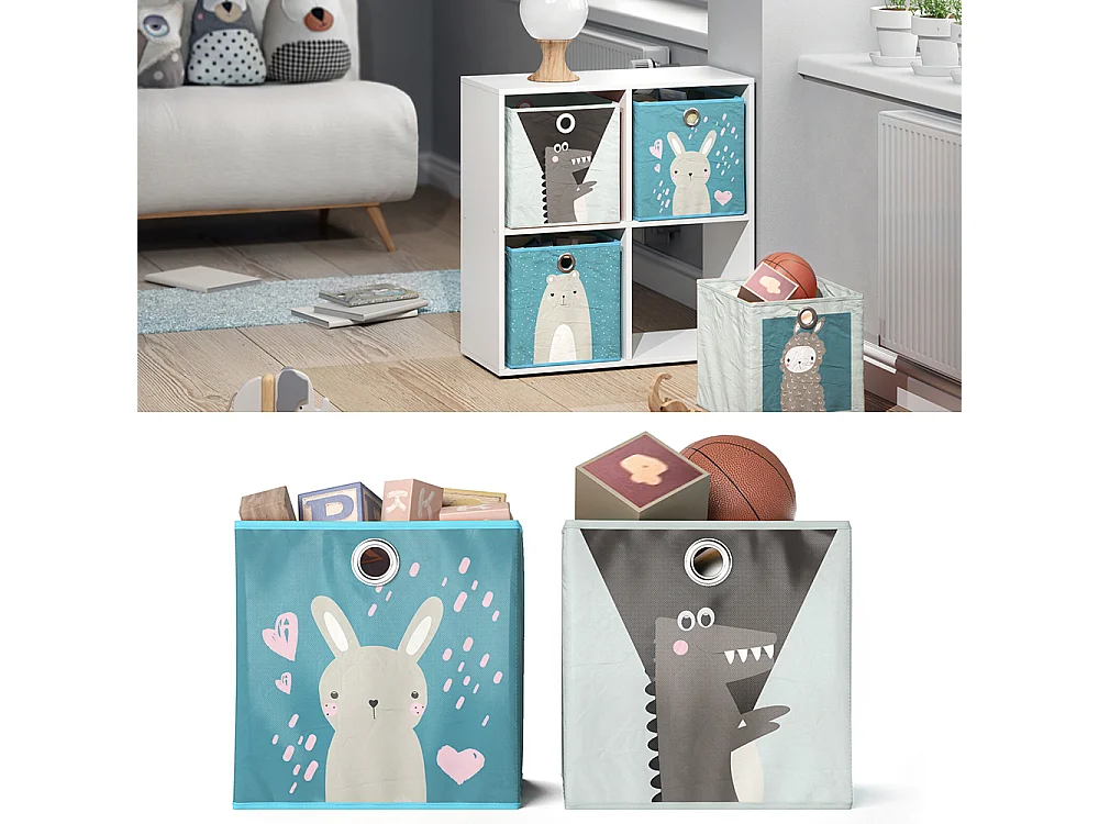 Boîte pliante bleu-gris 30x30x30