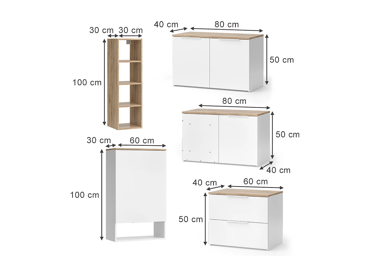 Meuble-paroi blanc/sonoma 80x40x50 wido
