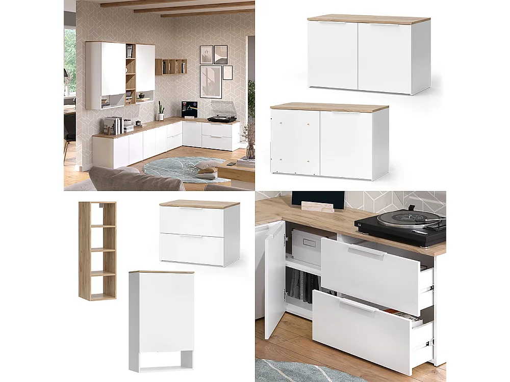 Meuble-paroi blanc/sonoma 80x40x50 wido