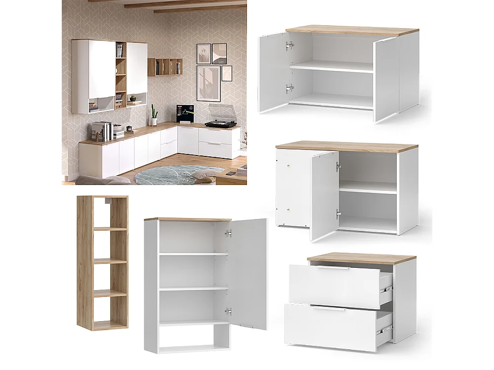 Wohnwand weiß/sonoma 80x40x50 wido