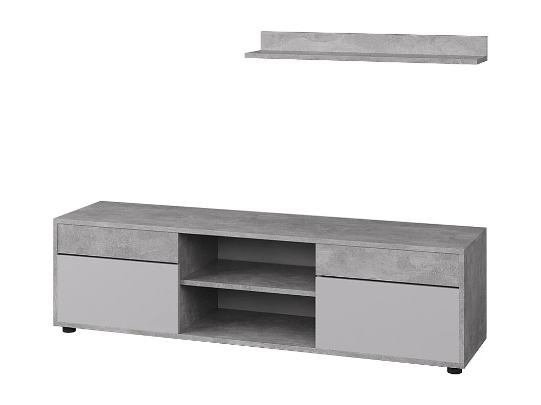 Parete attrezzata soggiorno cemento/bianco 139.8x35.4x38.9 berno