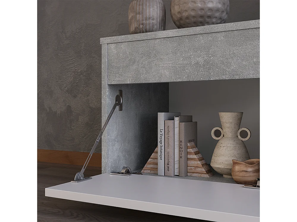 Meuble-paroi béton/blanc 139.8x35.4x38.9 berno