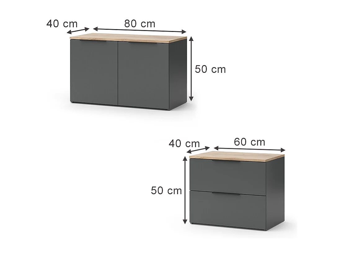 Mur de salon anthracite 80x40x50 wido