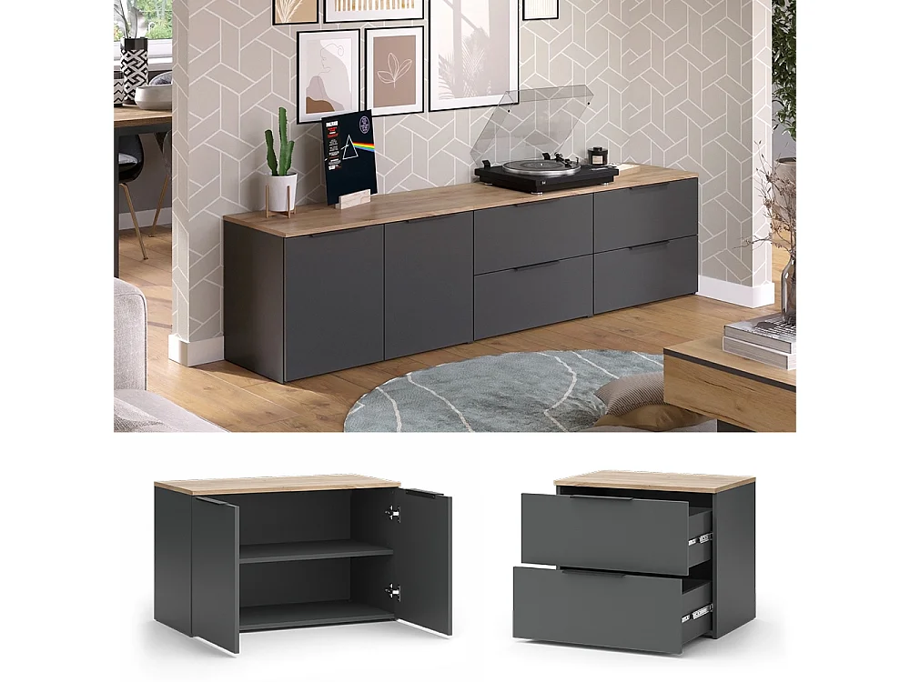 Mur de salon anthracite 80x40x50 wido