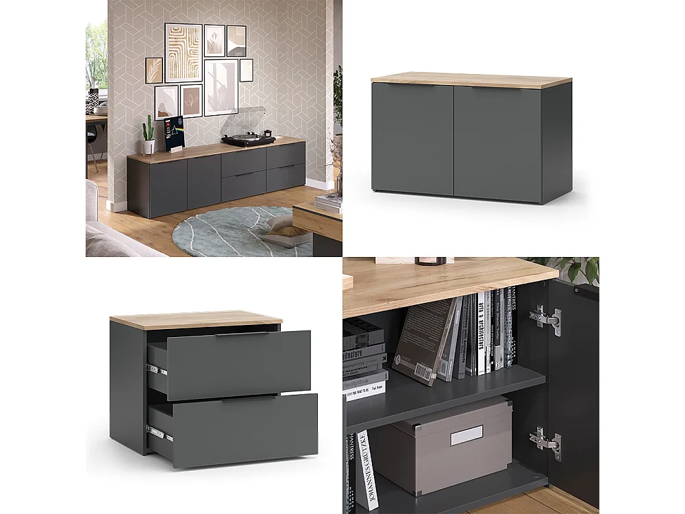 Mur de salon anthracite 80x40x50 wido