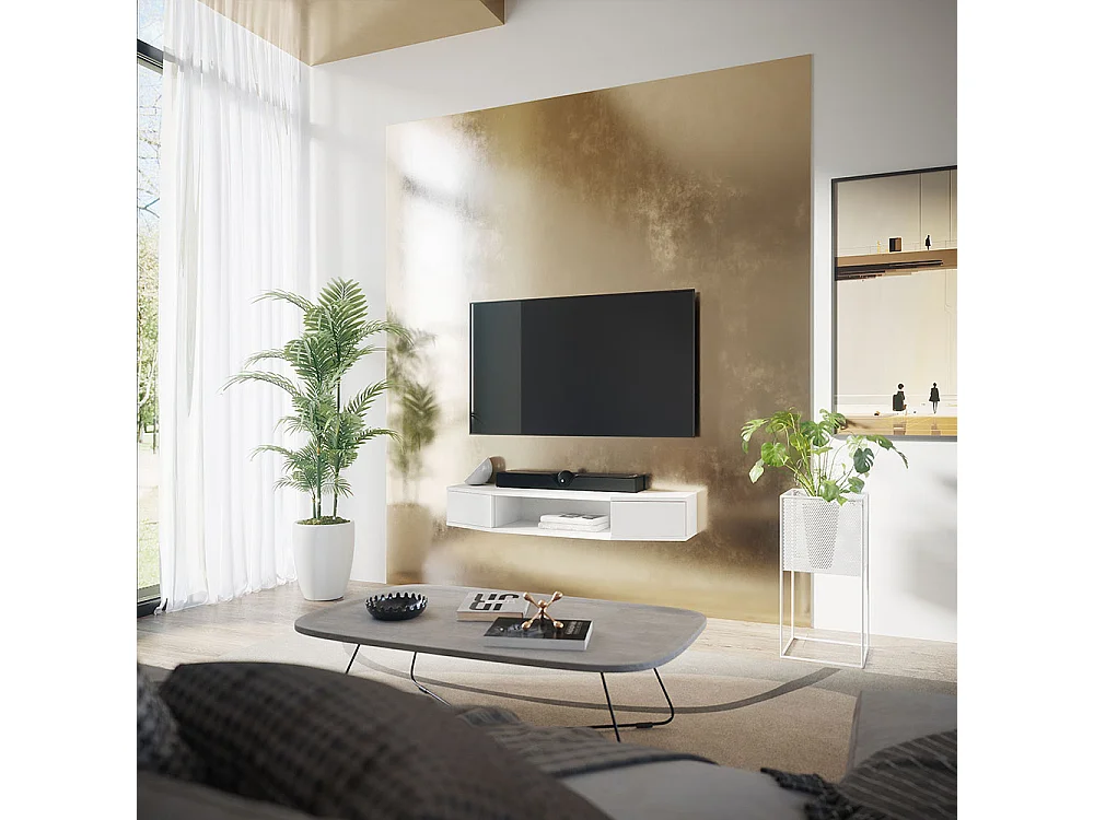 Meuble tv blanc 110x30x17.4 walter