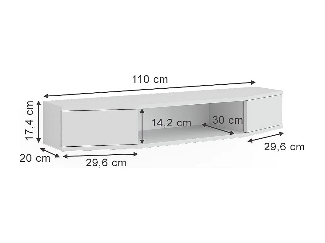 Meuble tv blanc 110x30x17.4 walter