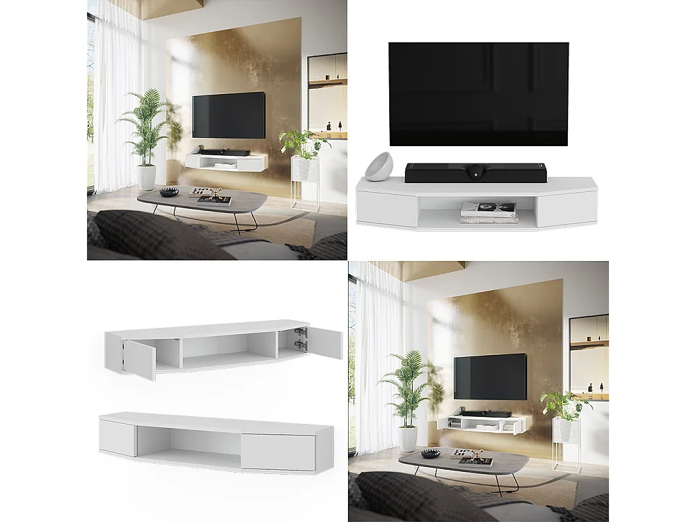 Meuble tv blanc 110x30x17.4 walter