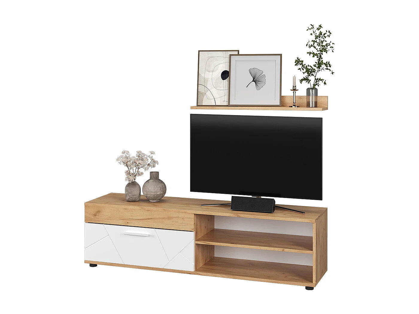 Lowboard & Regal goldkraft eiche/weiß 139.8x35.3x38.9 berno