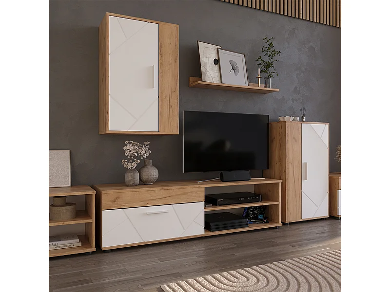 Lowboard & Regal goldkraft eiche/weiß 139.8x35.3x38.9 berno