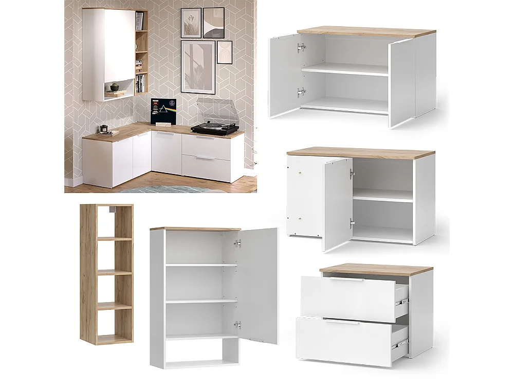 Meuble-paroi blanc/sonoma 80x40x50 wido