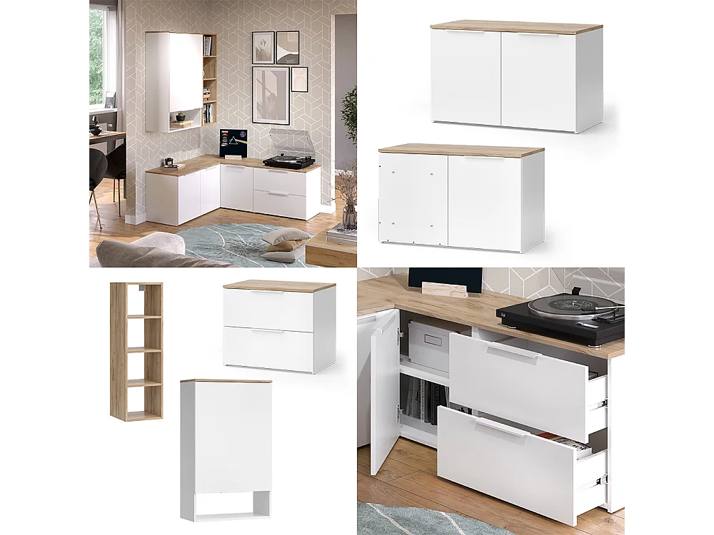 Meuble-paroi blanc/sonoma 80x40x50 wido