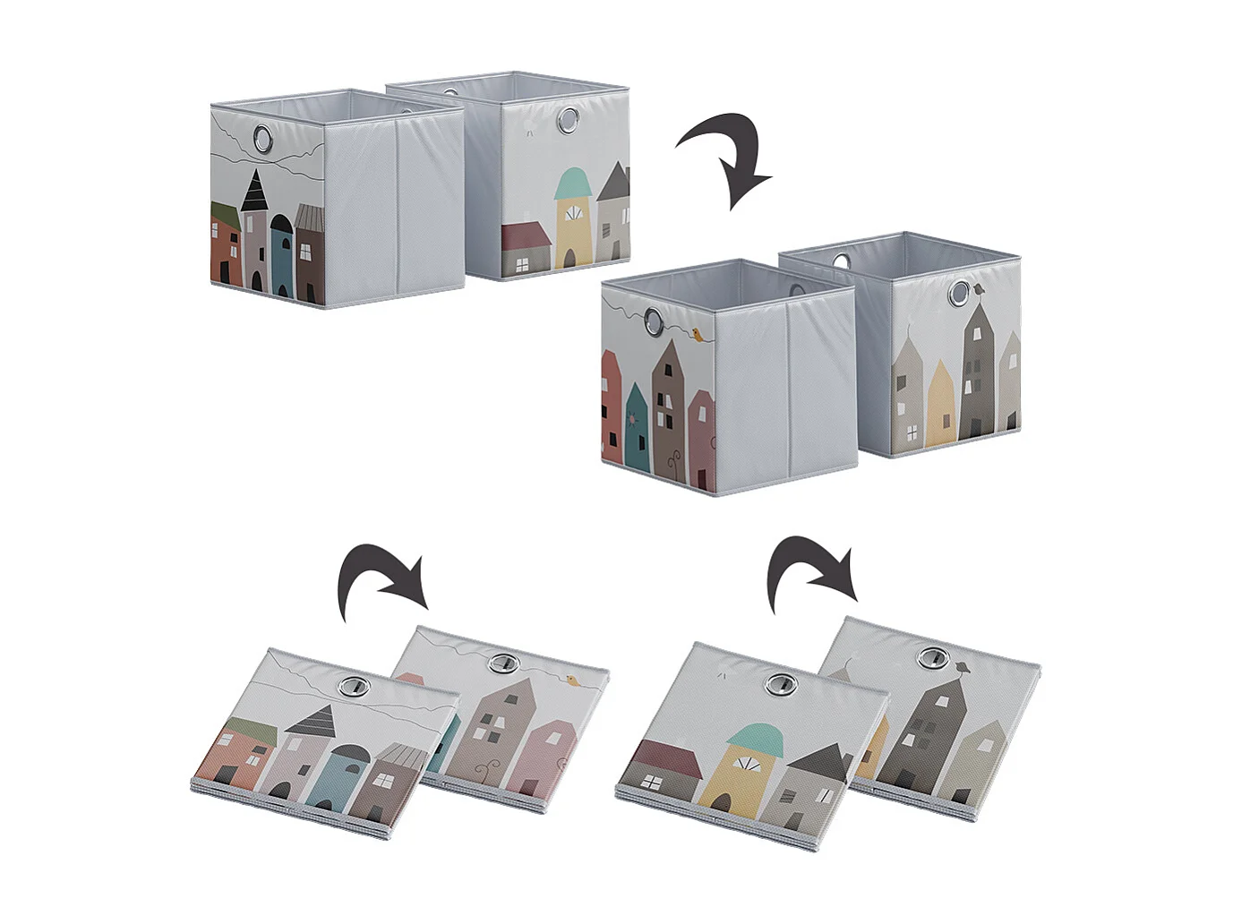Boîte pliante gris (ville) 30x30x30