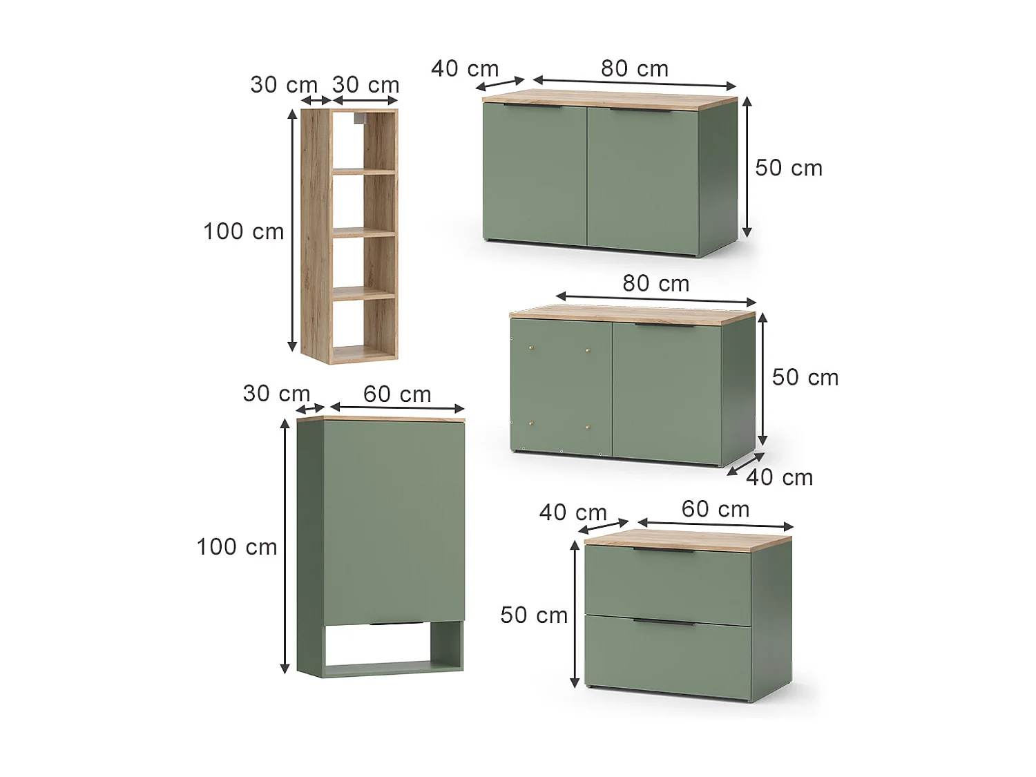 Wohnwand grün 80x40x50 wido