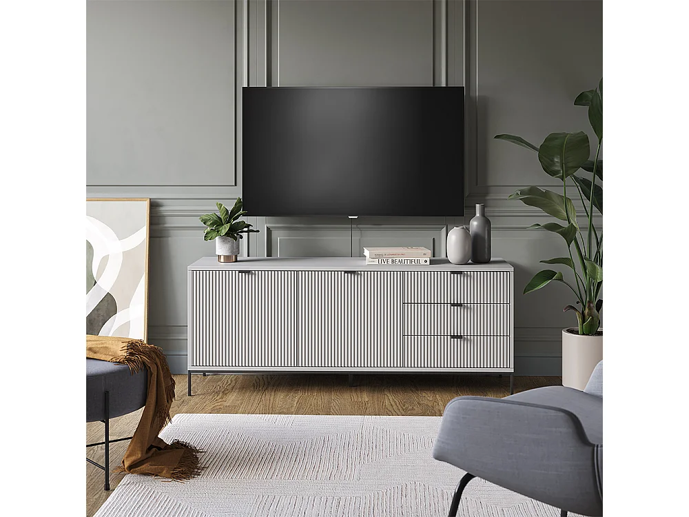 Meuble tv gris 150x42x60 eliza
