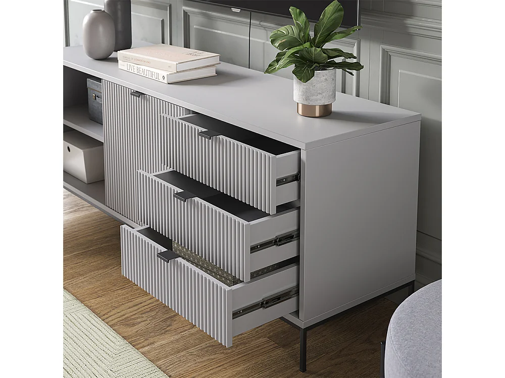 Meuble tv gris 150x42x60 eliza