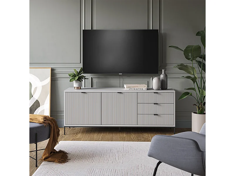 Meuble tv gris 150x42x60 eliza