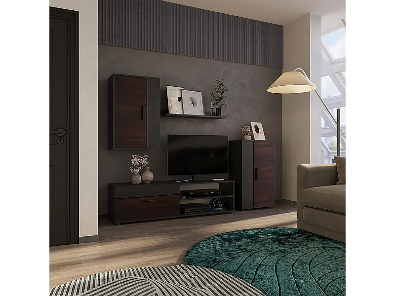 Ściana w salonie brązowy 140x35.2x38.7 berno