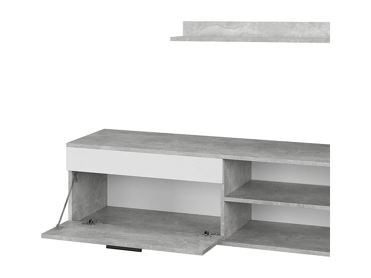 Lowboard & étagère béton/blanc 139.8x35.3x38.9 berno