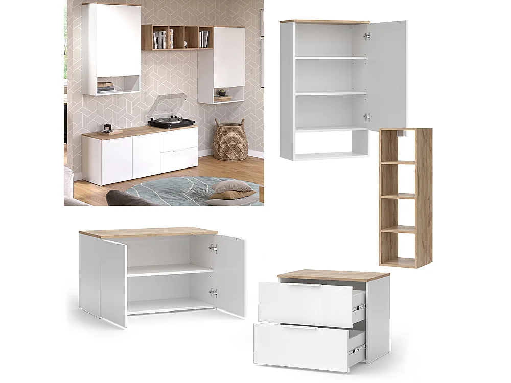 Mur de salon blanc/sonoma 80x40x50 wido