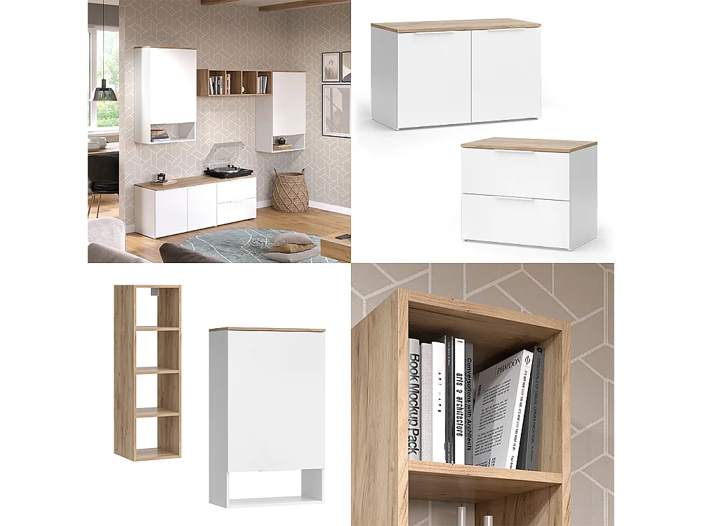 Mur de salon blanc/sonoma 80x40x50 wido