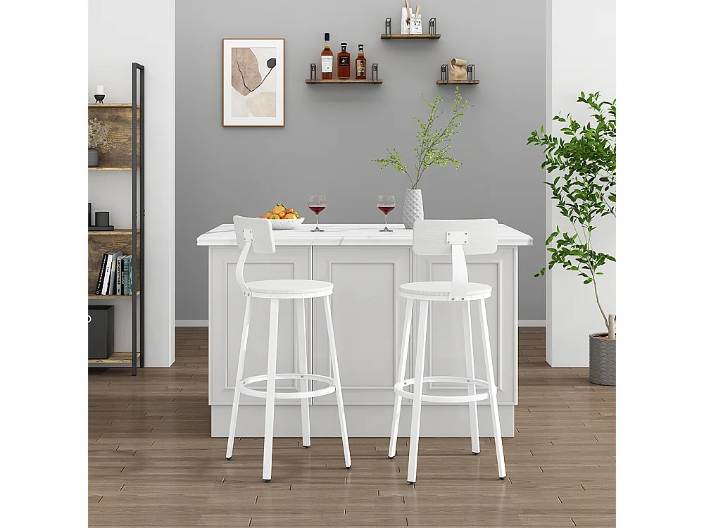 Tabouret de bar blanc 34x55x102 caracas
