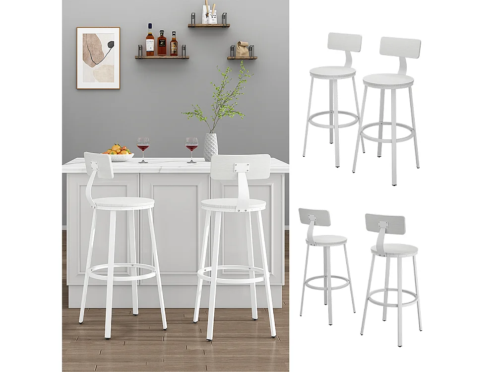 Tabouret de bar blanc 34x55x102 caracas