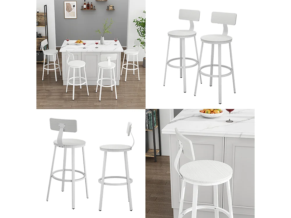 Tabouret de bar blanc 34x55x102 caracas