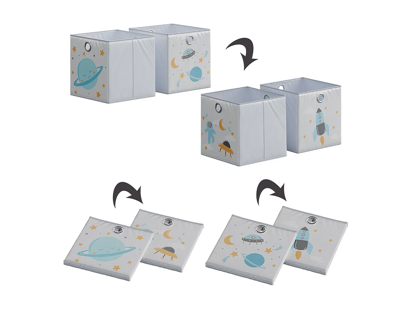 Boîte pliante gris (espace) 30x30x30