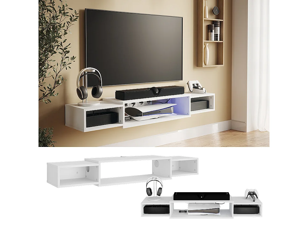 Mobile tv bianco 139.7x29x20.3 nordic