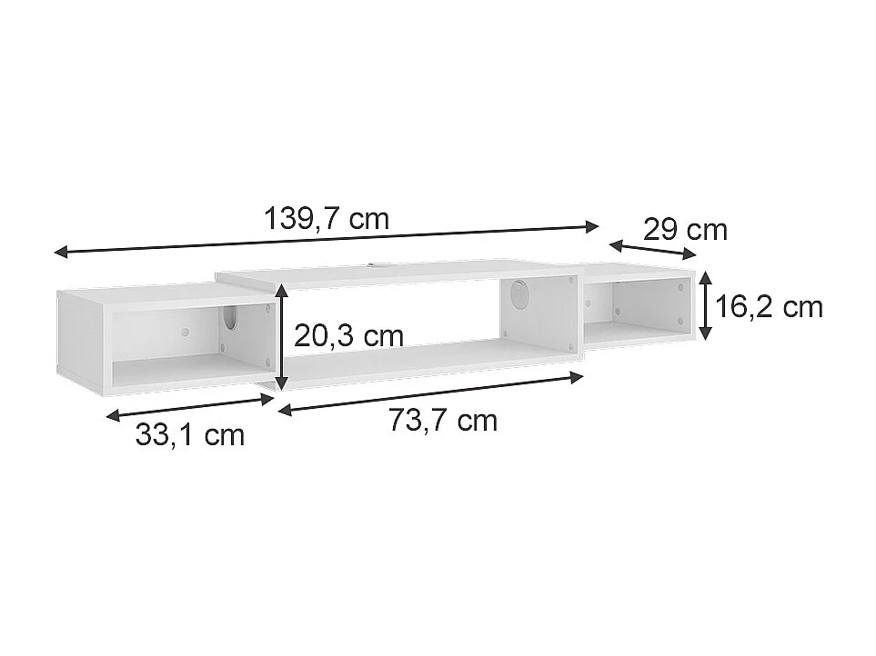 Mobile tv bianco 139.7x29x20.3 nordic