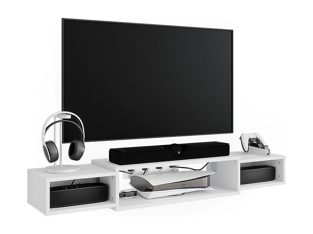 Meuble tv blanc 139.7x29x20.3 nordic