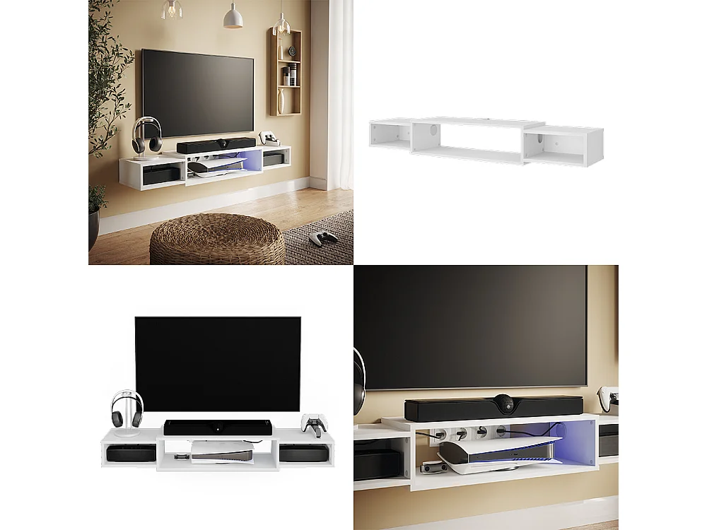 Meuble tv blanc 139.7x29x20.3 nordic