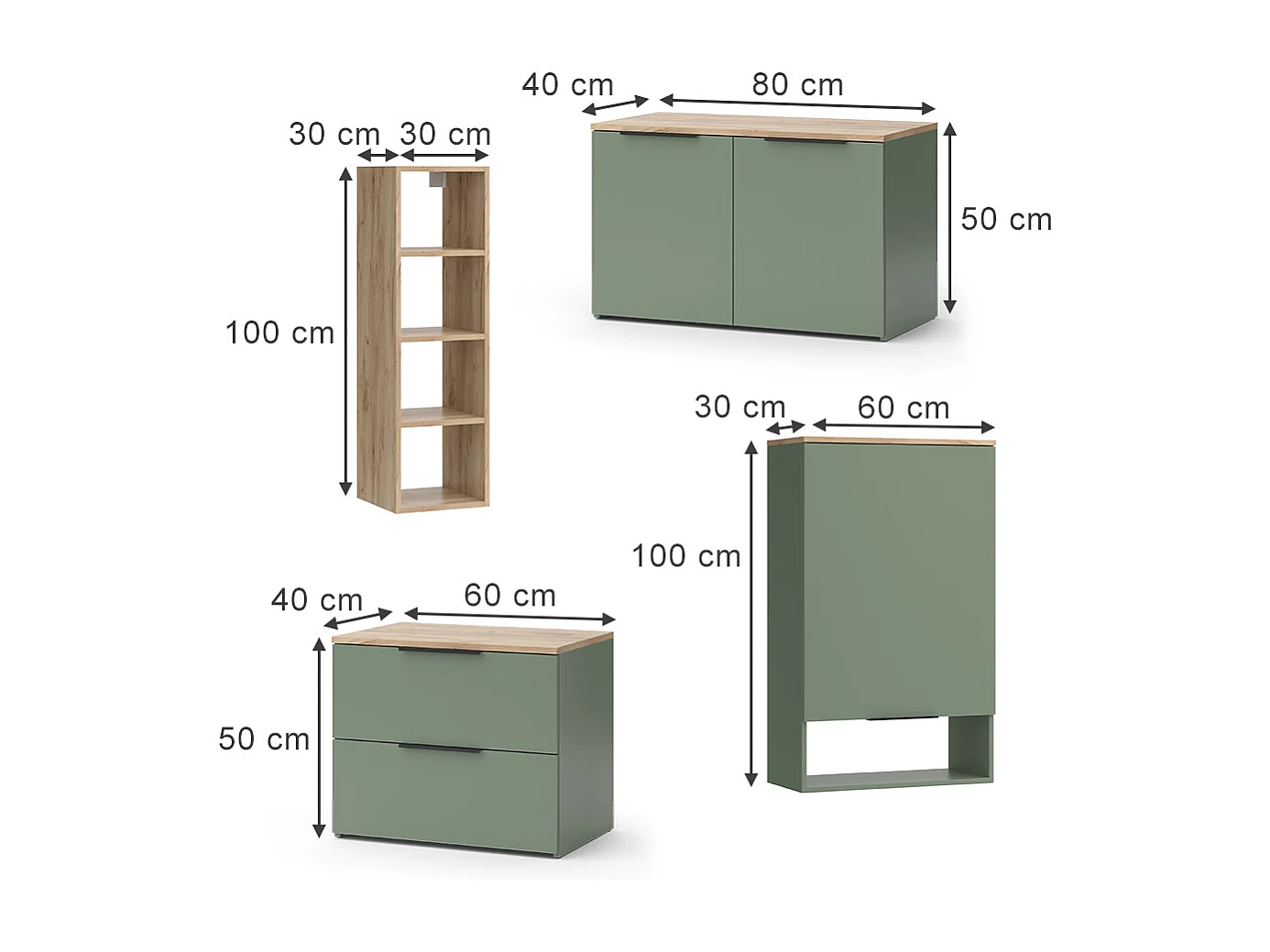 Meuble-paroi vert 80x40x50 wido