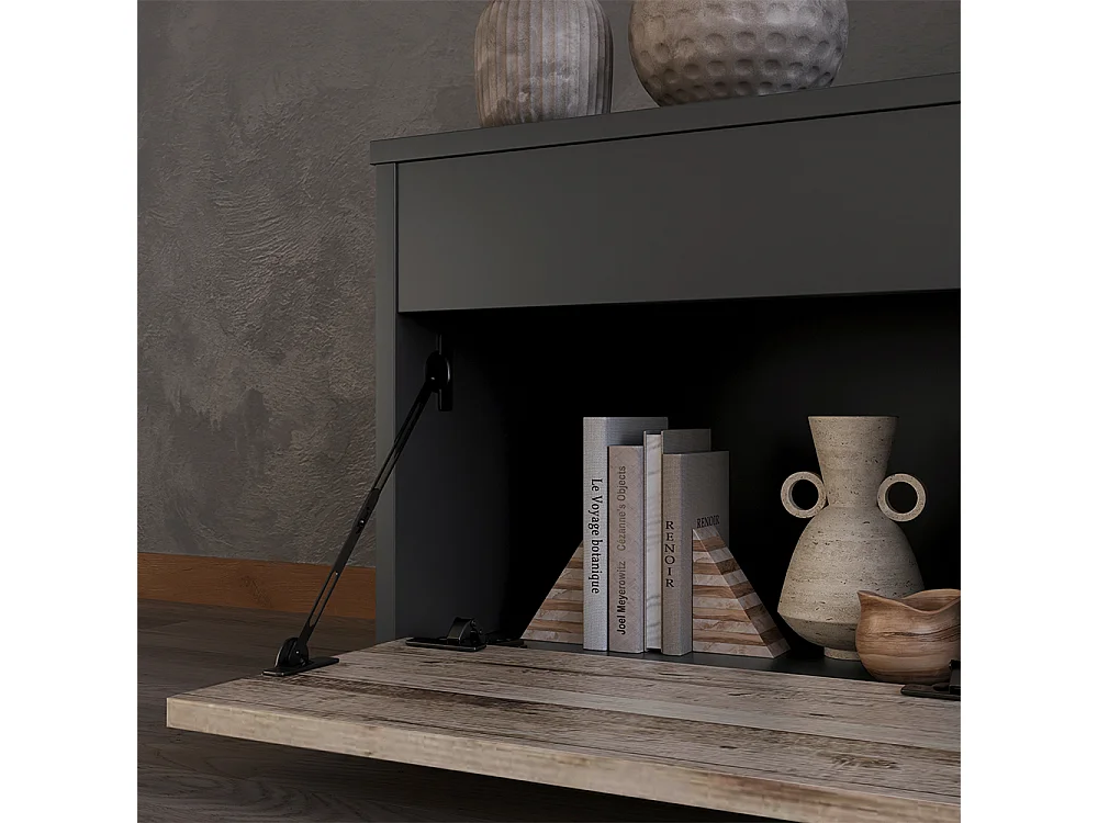 Meuble-paroi noir/chêne sable 139.8x35.4x38.9 berno