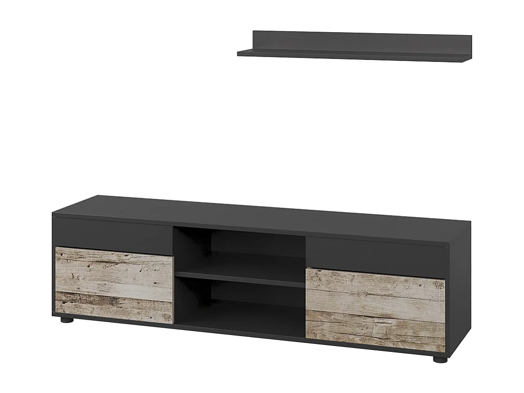 Meuble-paroi noir/chêne sable 139.8x35.4x38.9 berno