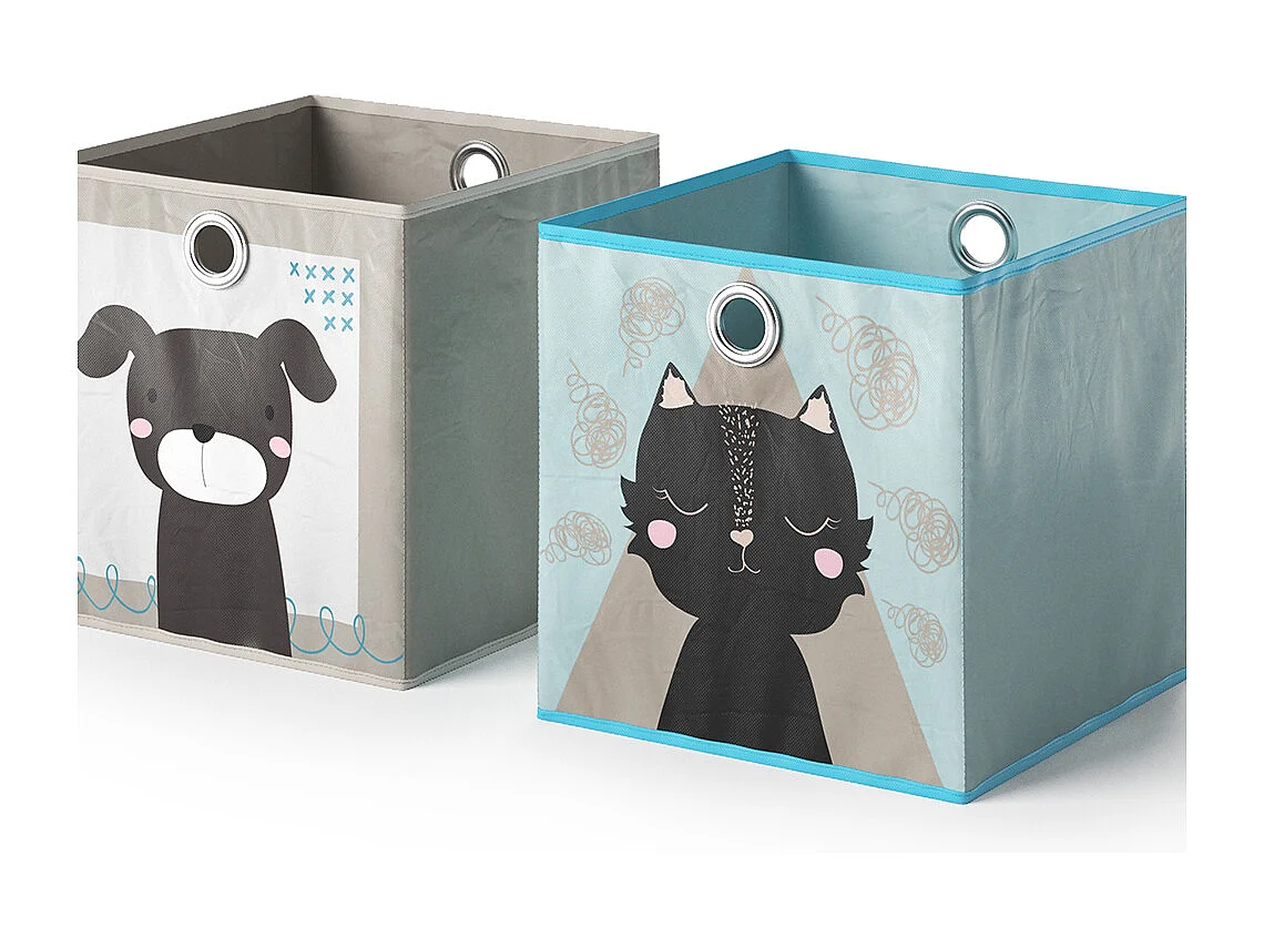 Boîte pliante gris/bleu 30x30x30