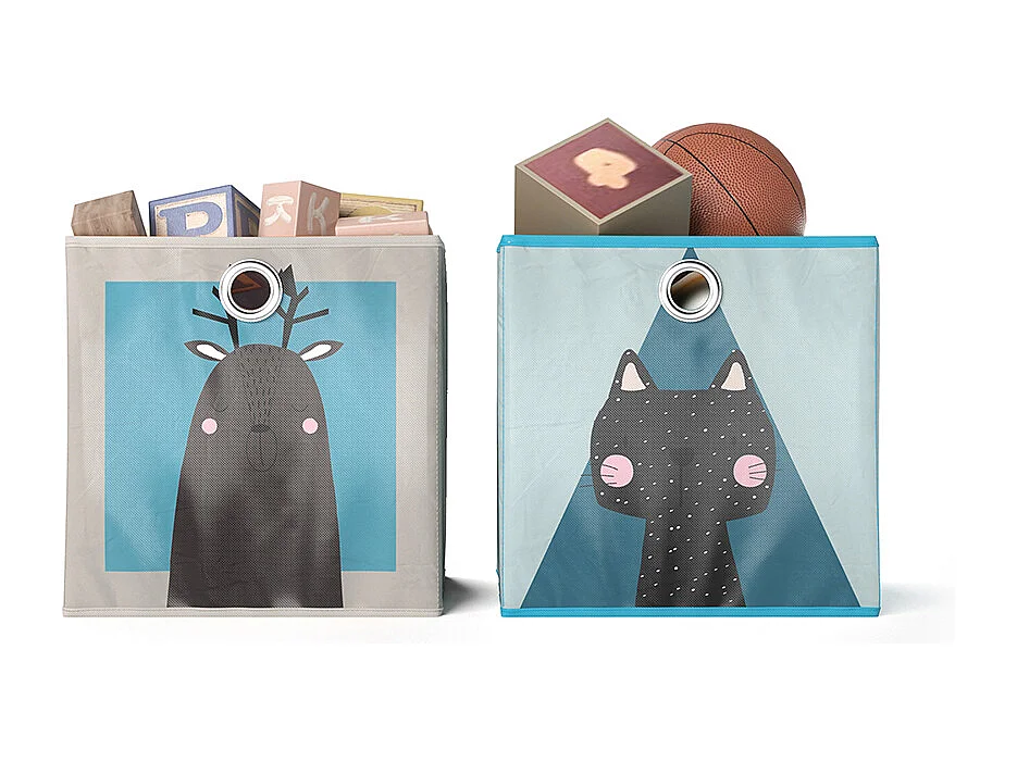 Boîte pliante gris/bleu 30x30x30