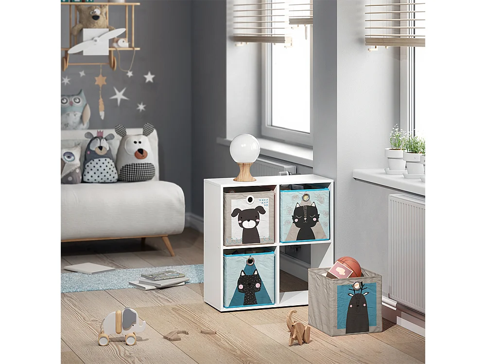 Boîte pliante gris/bleu 30x30x30