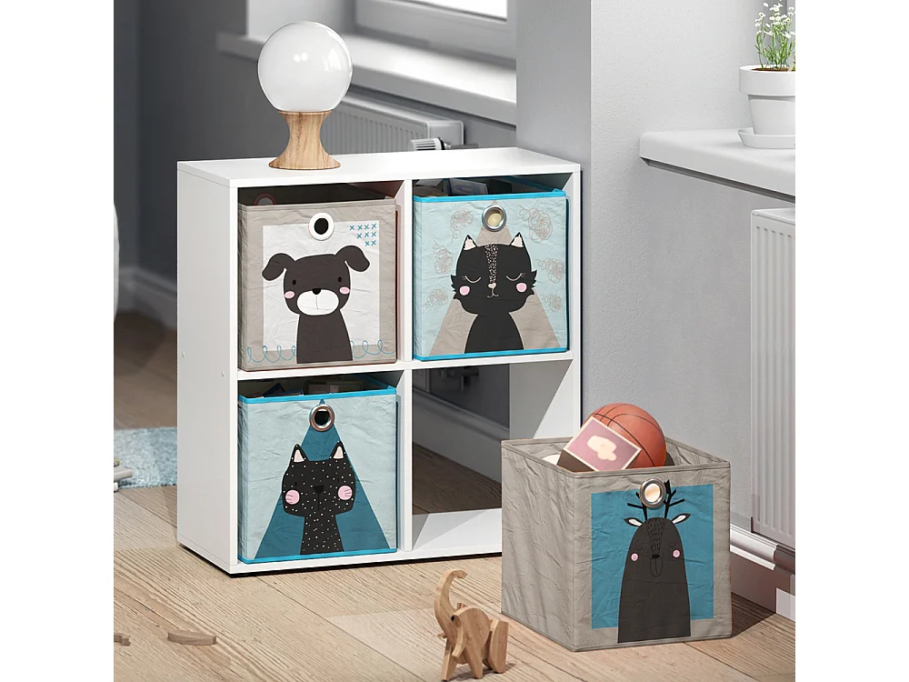 Boîte pliante gris/bleu 30x30x30