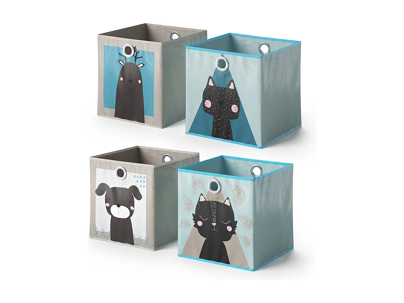 Boîte pliante gris/bleu 30x30x30