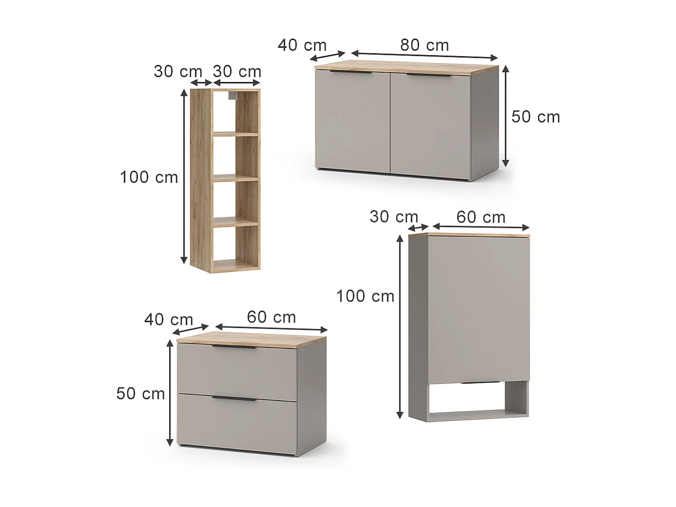 Wohnwand greige 80x40x50 wido
