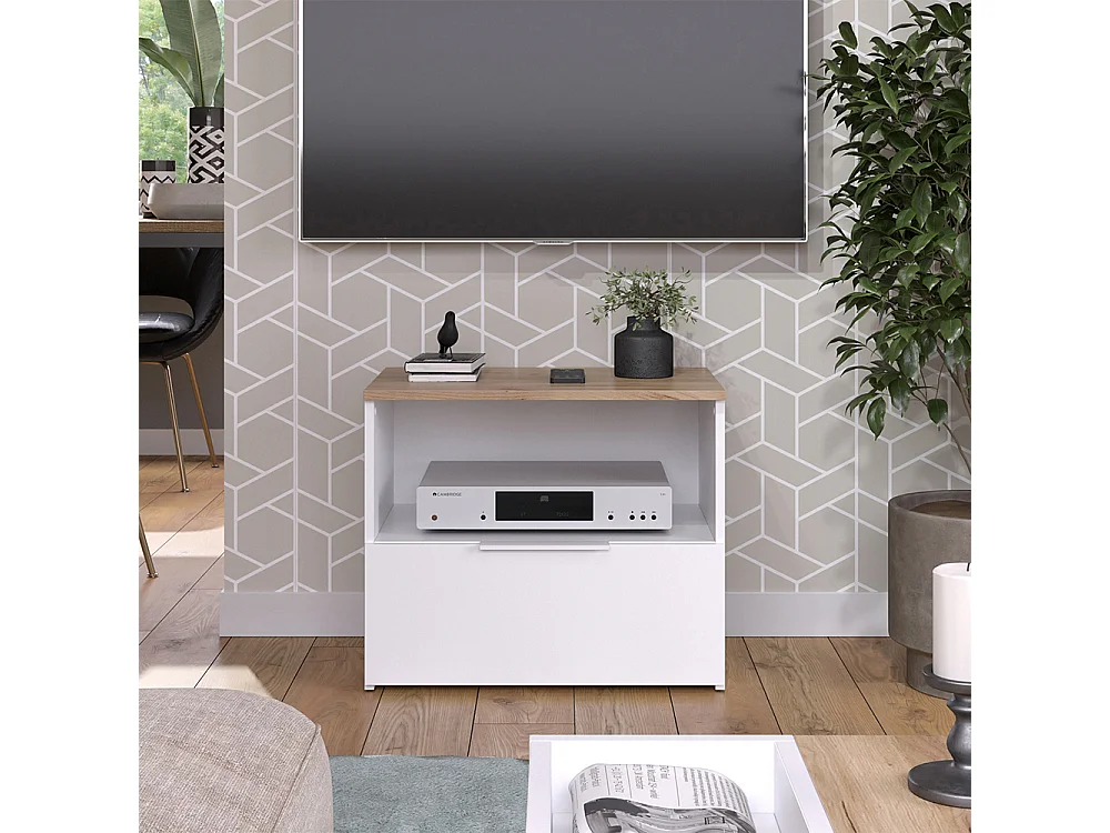 Meuble TV blanc/sonoma 60x40x50 wido