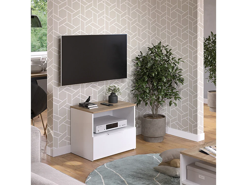 Meuble TV blanc/sonoma 60x40x50 wido