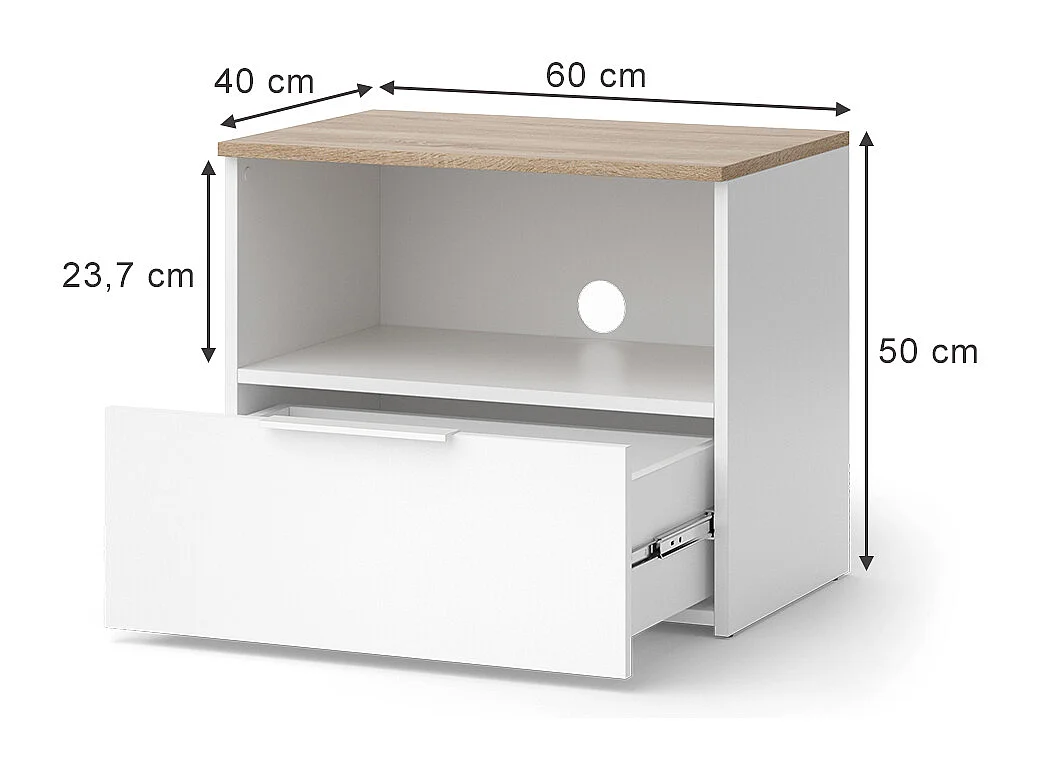 Meuble TV blanc/sonoma 60x40x50 wido