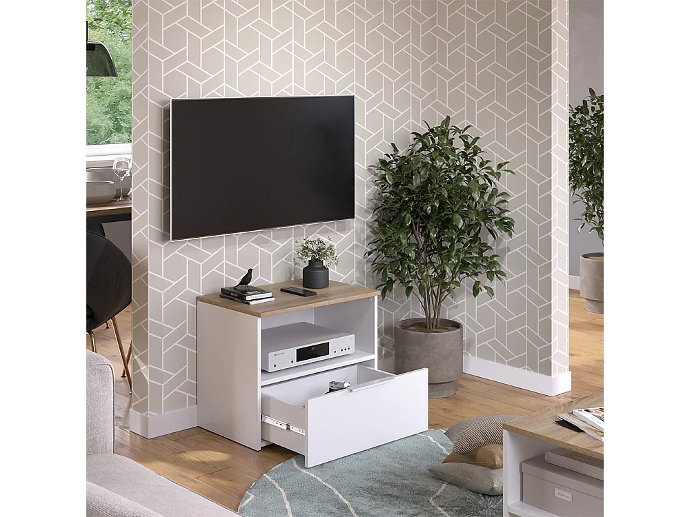 Meuble TV blanc/sonoma 60x40x50 wido